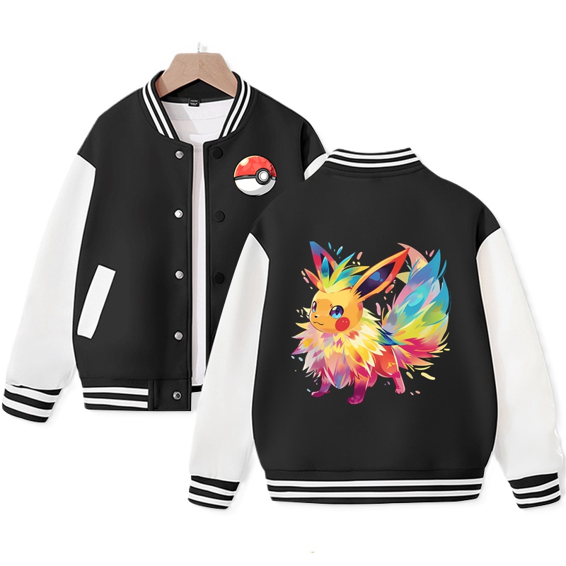 Pokemon Eevee Varsity Jacket for Kids Graphic Print Jacket Trending Cotton Tops