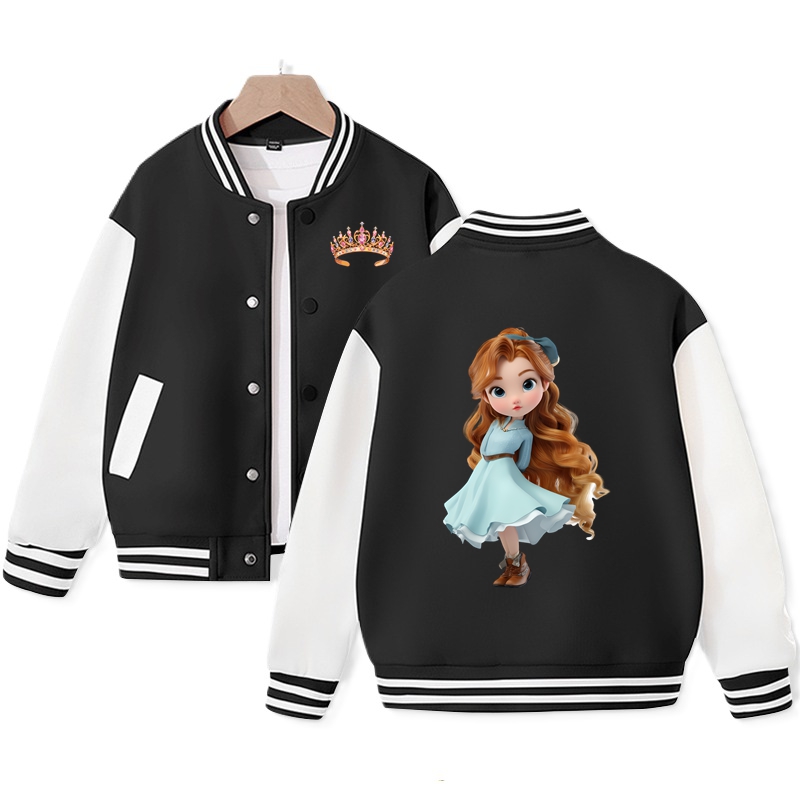 Trendy Princess Varsity Jacket for Kids Baseball Jacket Pop Princess Jacket Ideal Gift
