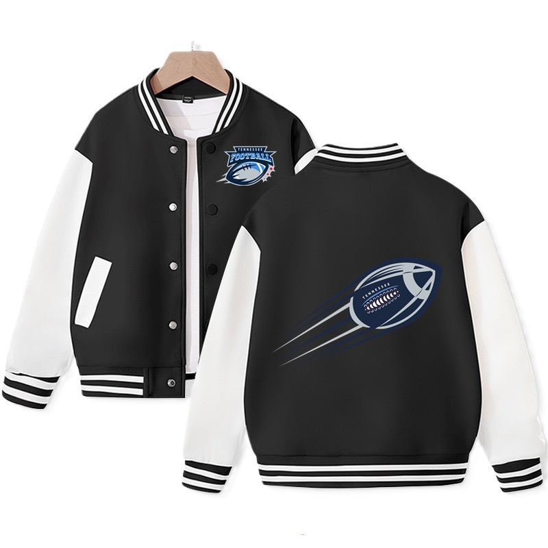 Kid's Tennessee American Football Varsity Jacket Pop American Football Fans Letterman Jacket Cotton Tops