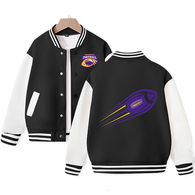 Kid's Minnesota American Football Varsity Jacket Pop American Football Fans Letterman Jacket Cotton Tops