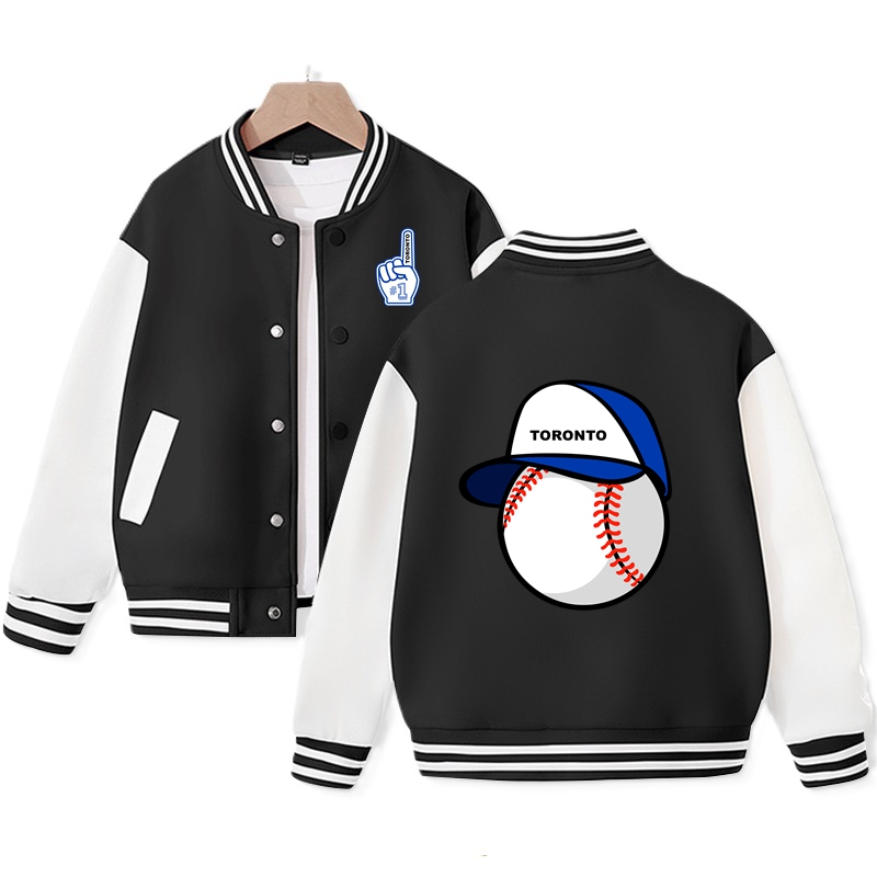 Kid's Toronto Baseball Team Varsity Jacket Toronto Baseball Graphic Print Jacket Cotton Tops