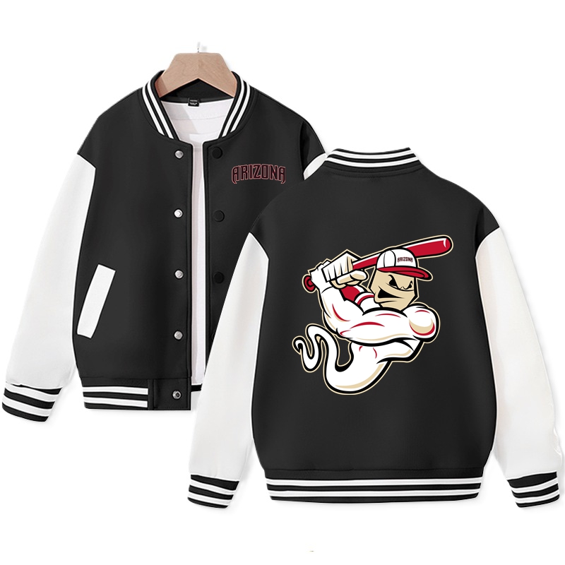 Kid's Arizona Baseball Team Varsity Jacket Arizona Baseball Graphic Print Jacket Cotton Tops