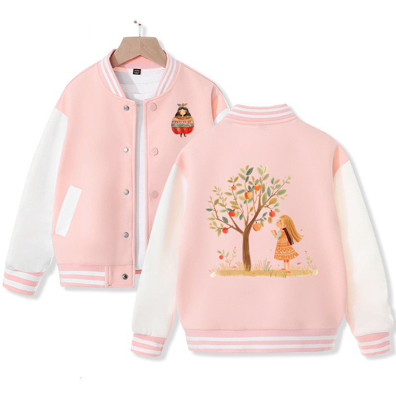 Apple Girl Varsity Jacket Bomber Jacket Cotton Fabric Nice Gift for Kids