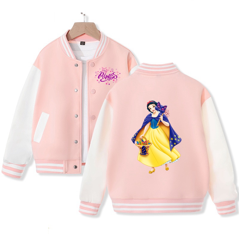 Princess Varsity Jacket for Kids Girl's Princess Graphic Print Jacket Ideal Gift