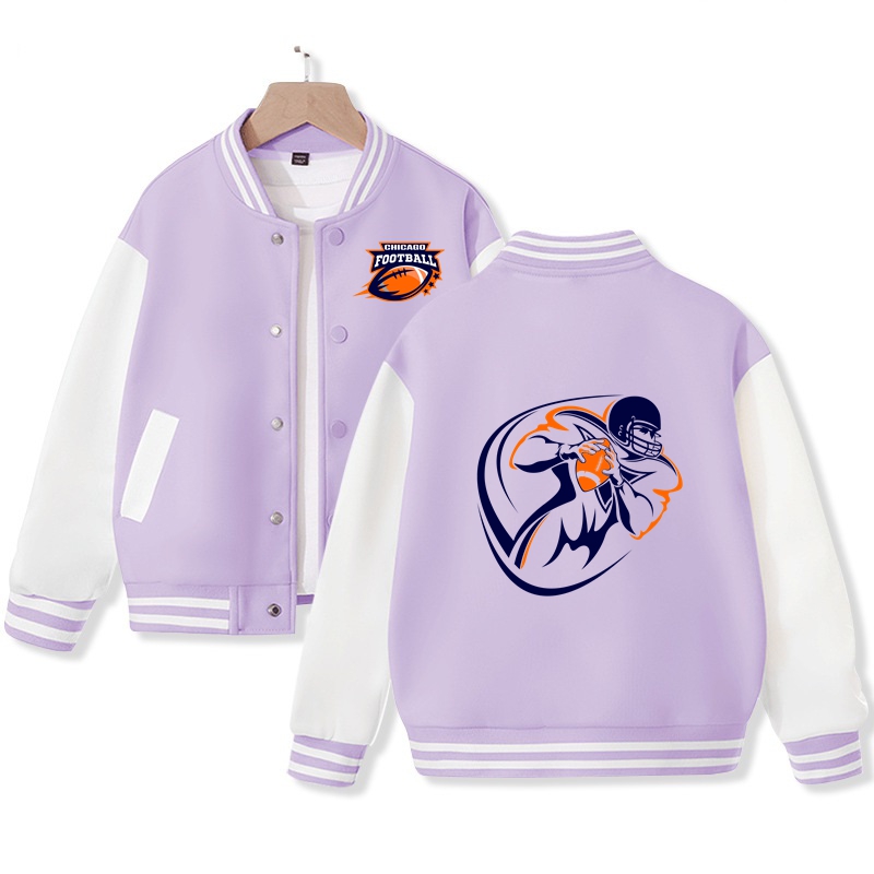 Kid's Chicago American Football Varsity Jacket American Football Fans Letterman Jacket Cotton Tops