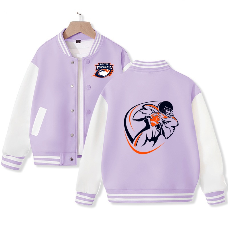 Kid's Denver American Football Varsity Jacket American Football Fans Letterman Jacket Cotton Tops