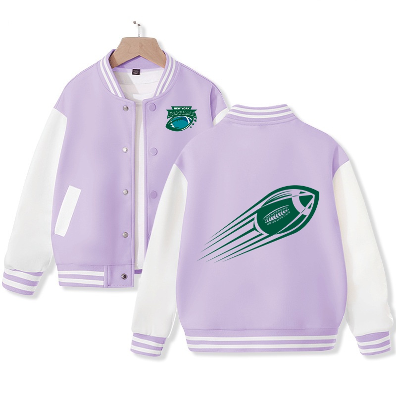 Kid's New York American Football Varsity Jacket Pop American Football Fans Letterman Jacket Cotton Tops