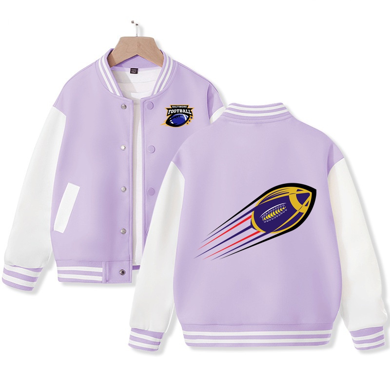 Kid's Baltimore American Football Varsity Jacket Pop American Football Fans Letterman Jacket Cotton Tops
