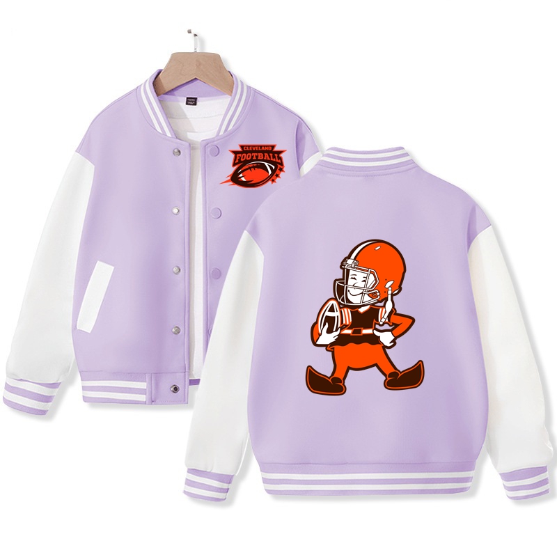 Kid's Cleveland American Football Varsity Jacket American Football Fans Letterman Jacket Cotton Tops