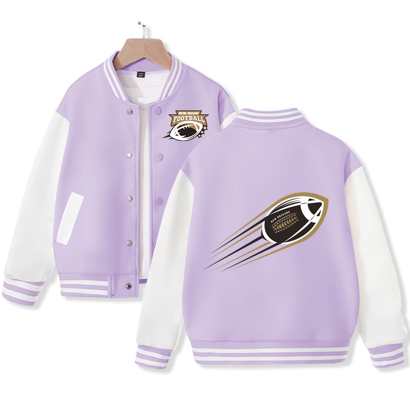 Kid's New Orleans American Football Varsity Jacket Pop American Football Fans Letterman Jacket Cotton Tops