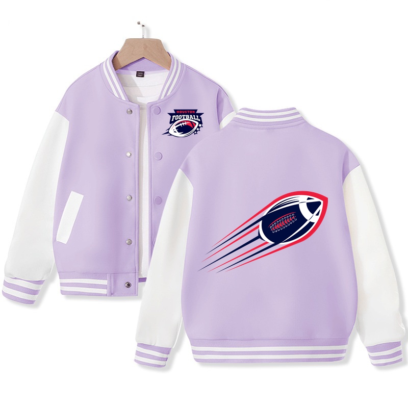 Kid's Houston American Football Varsity Jacket Pop American Football Fans Letterman Jacket Cotton Tops