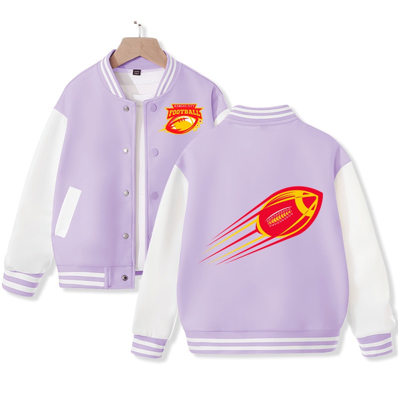 Kid's Kansas City American Football Varsity Jacket American Football Fans Letterman Jacket Cotton Tops