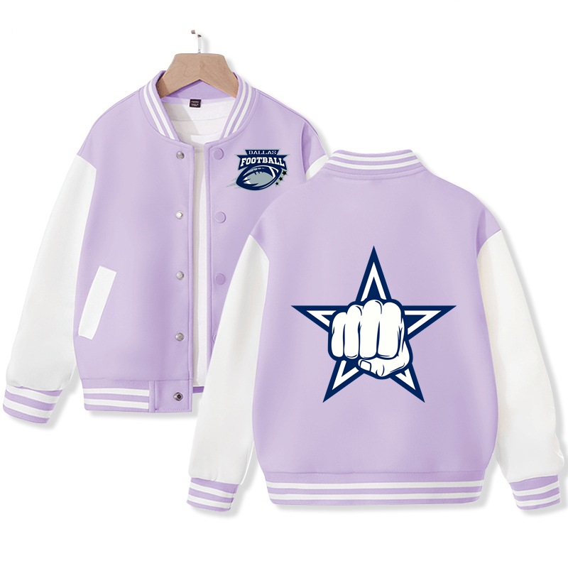 Kid's Dallas American Football Varsity Jacket American Football Fans Letterman Jacket Cotton Tops