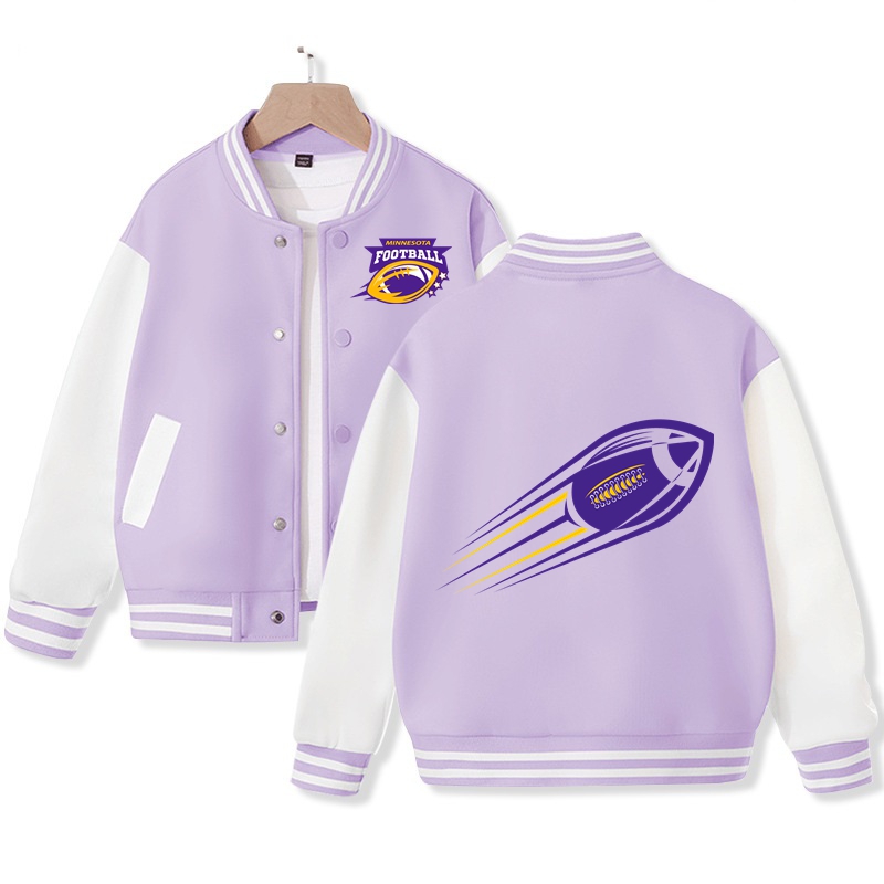 Kid's Minnesota American Football Varsity Jacket Pop American Football Fans Letterman Jacket Cotton Tops