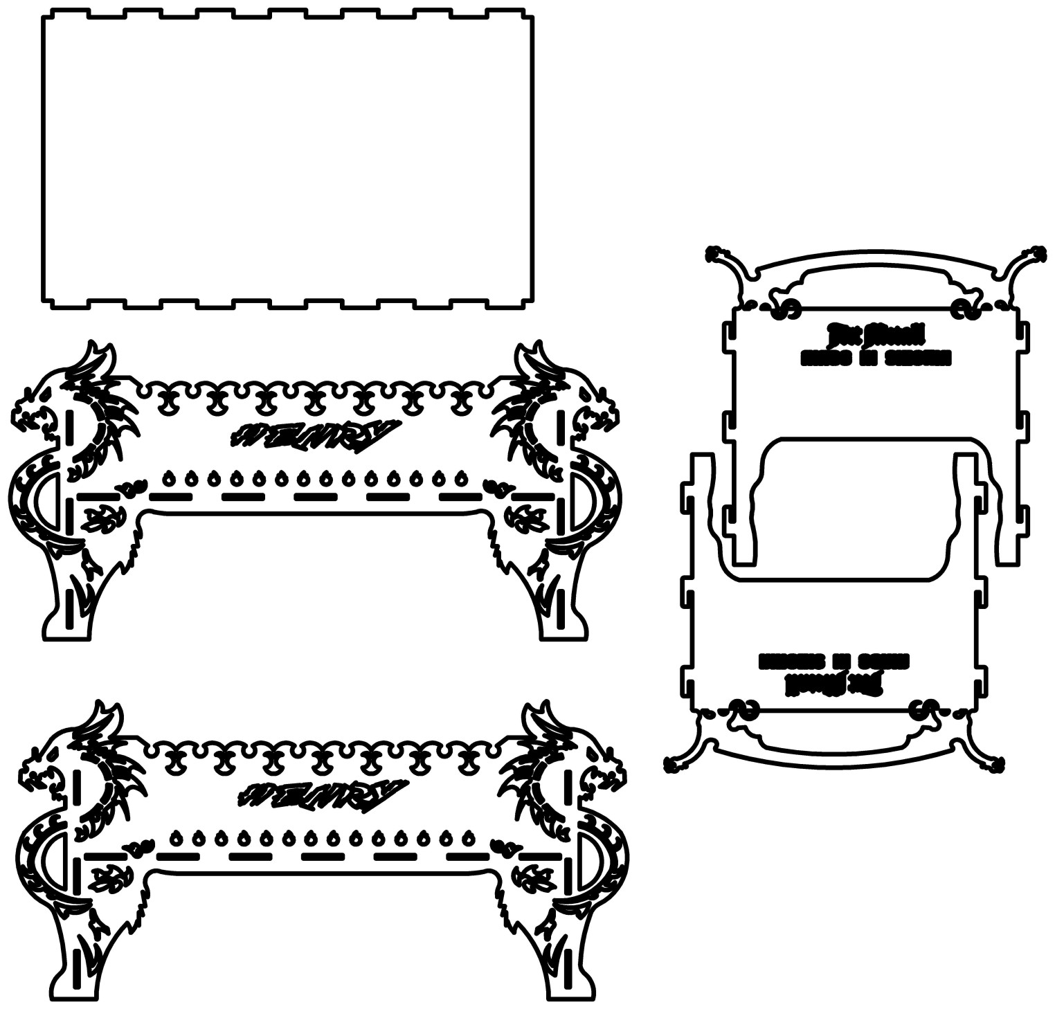 Double Dragon pattern card assembly drawing of barbecue grill