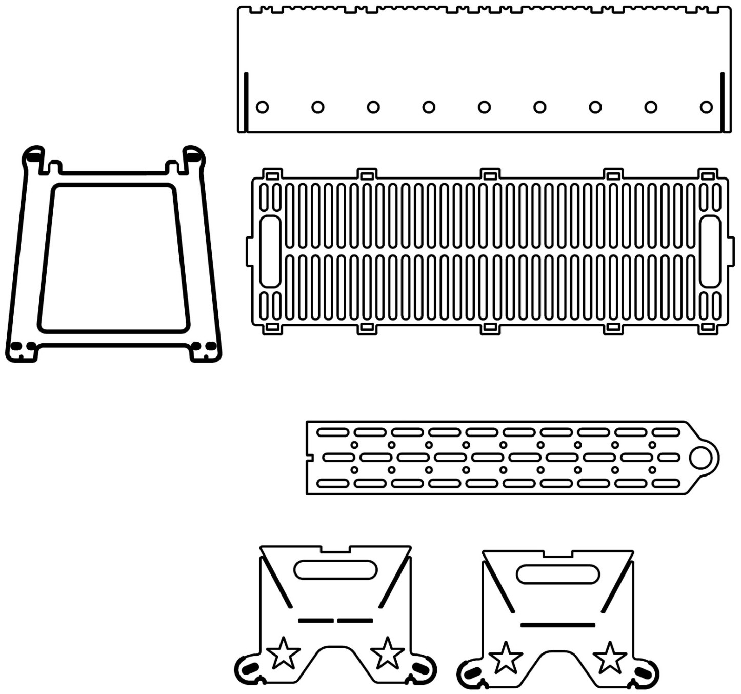 Extended card assembled barbecue grill drawings