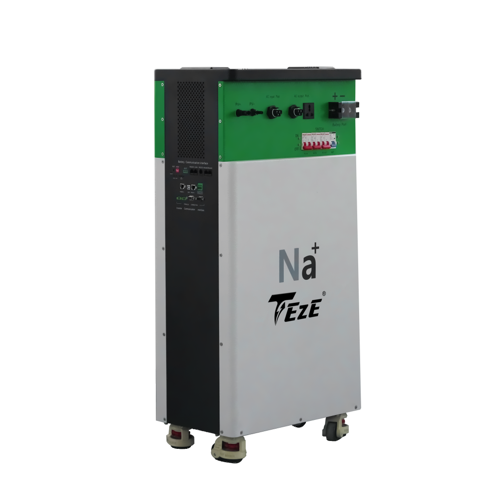 TezePower 10KWh All in one Na+ Battery 48V 200Ah Sodium Ion Mobile ESS Built-in 5KW Hybrid Off-grid Inverter, BMS