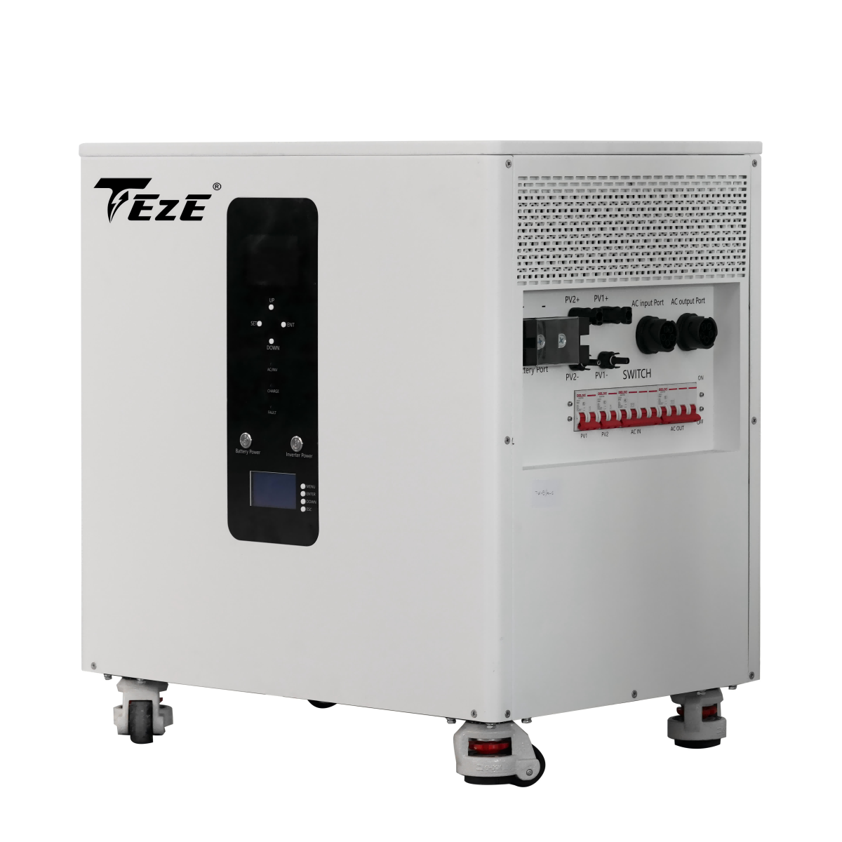 TezePower Three-Phase AC380V 51.2V 48V 300Ah 15kWh All in One LiFePO4 Battery Mobile ESS Built-in 10kw Inverter, BMS, MPPT, Active Balancer