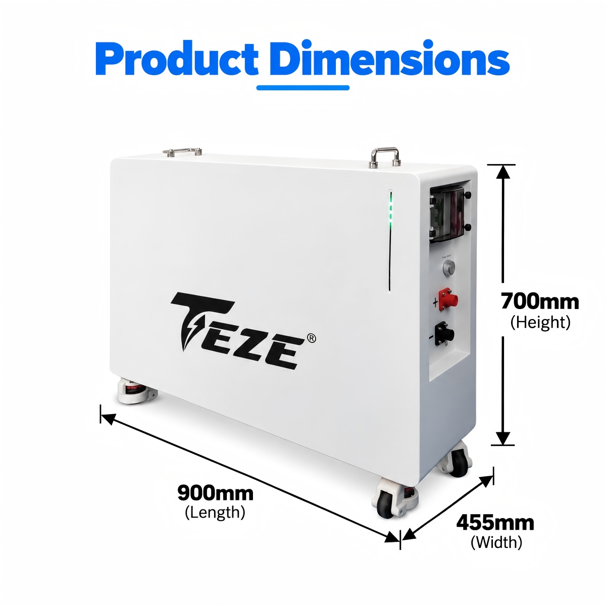 TezePower 20kWh 51.2V 400Ah LiFePO4 Battery IP65 Home Energy Storage with Smart BMS & WiFi