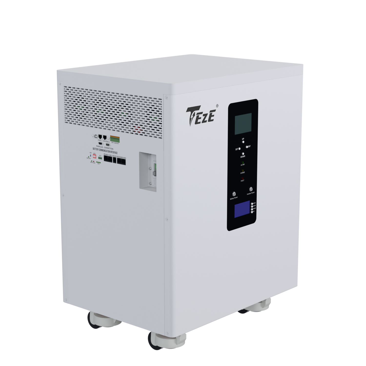 TezePower 48V 51.2V 628Ah 32KWH 30KWH All in One LiFePO4 Battery Mobile ESS Built-in 12kw AC380V Hybrid off-grid Three Phase Inverter, Smart Bluetooth BMS, MPPT, Active Balancer-Solar Battery Systems for Home