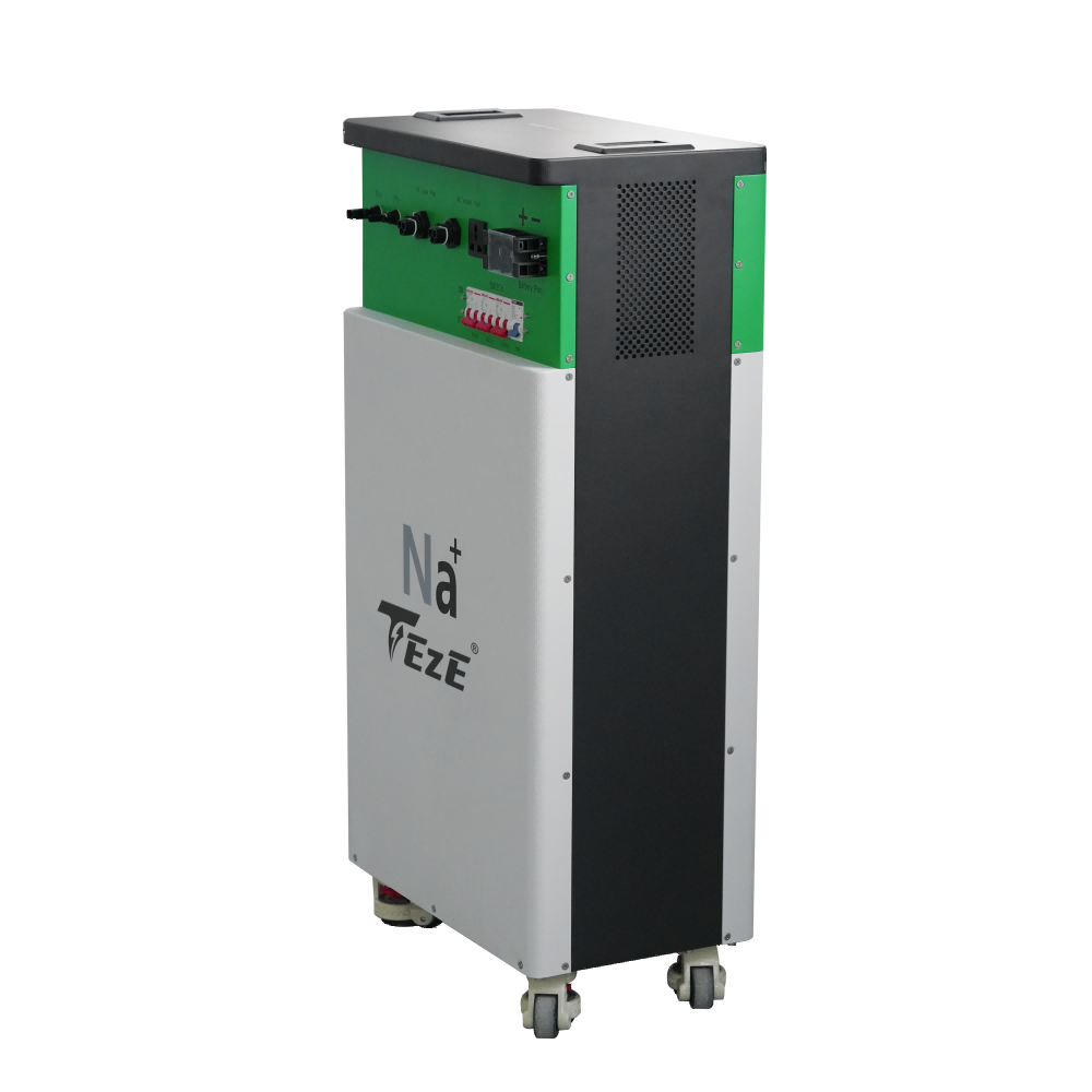 TezePower 10KWh All in one Na+ Battery 48V 200Ah Sodium Ion Mobile ESS Built-in 5KW Hybrid Off-grid Inverter, BMS