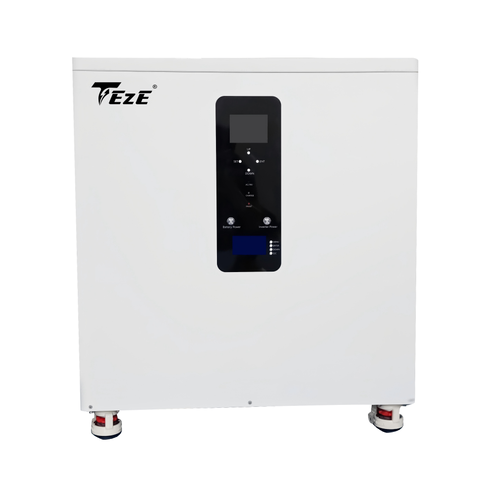 TezePower 48V 51.2V 628Ah 32KWH 30KWH All in One LiFePO4 Battery Mobile ESS Built-in 12kw AC380V Hybrid off-grid Three Phase Inverter, Smart Bluetooth BMS, MPPT, Active Balancer-Solar Battery Systems for Home