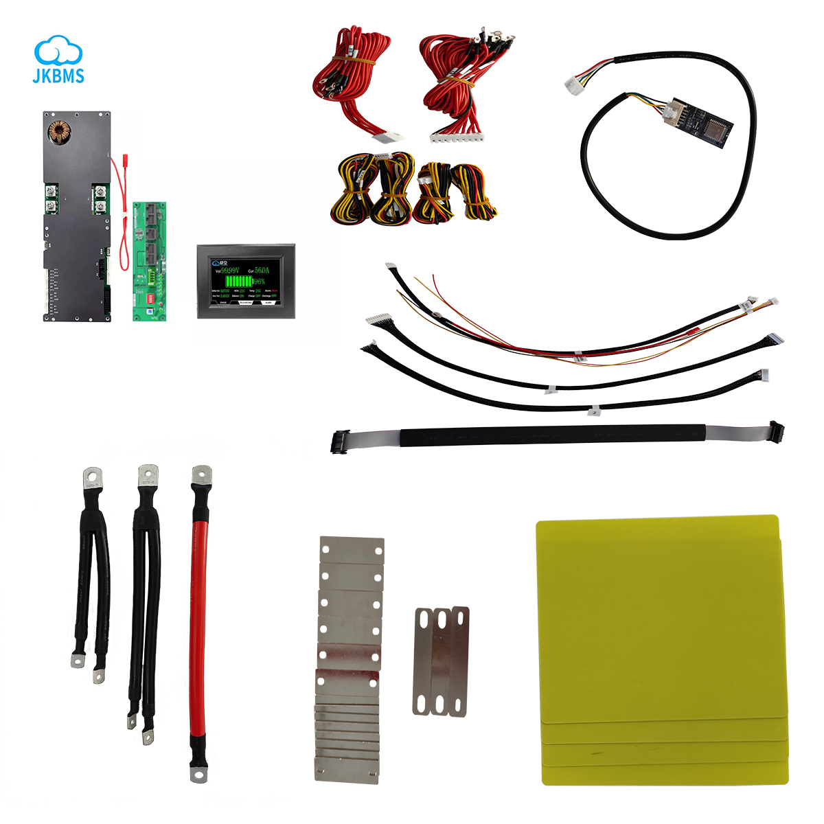 New TezePower DIY Case Kits for 51.2V 340AH LiFePO4 Battery Case Set Box with Circuit Breaker, Built in Bluetooth JK 200A BMS, 2A Auto-Balancing, Accessories