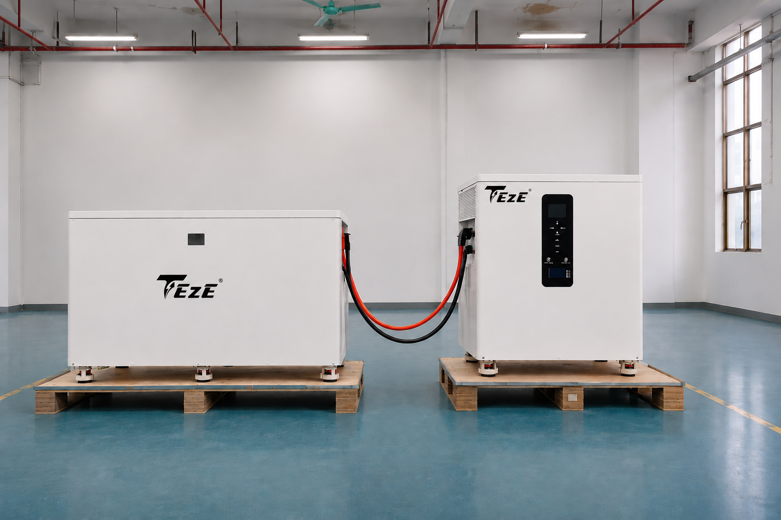 TezePower 51.2V 1256Ah 64KWh LiFePO4 Solar Battery ESS Home Energy Storage System with 300A BMS Active Equalization