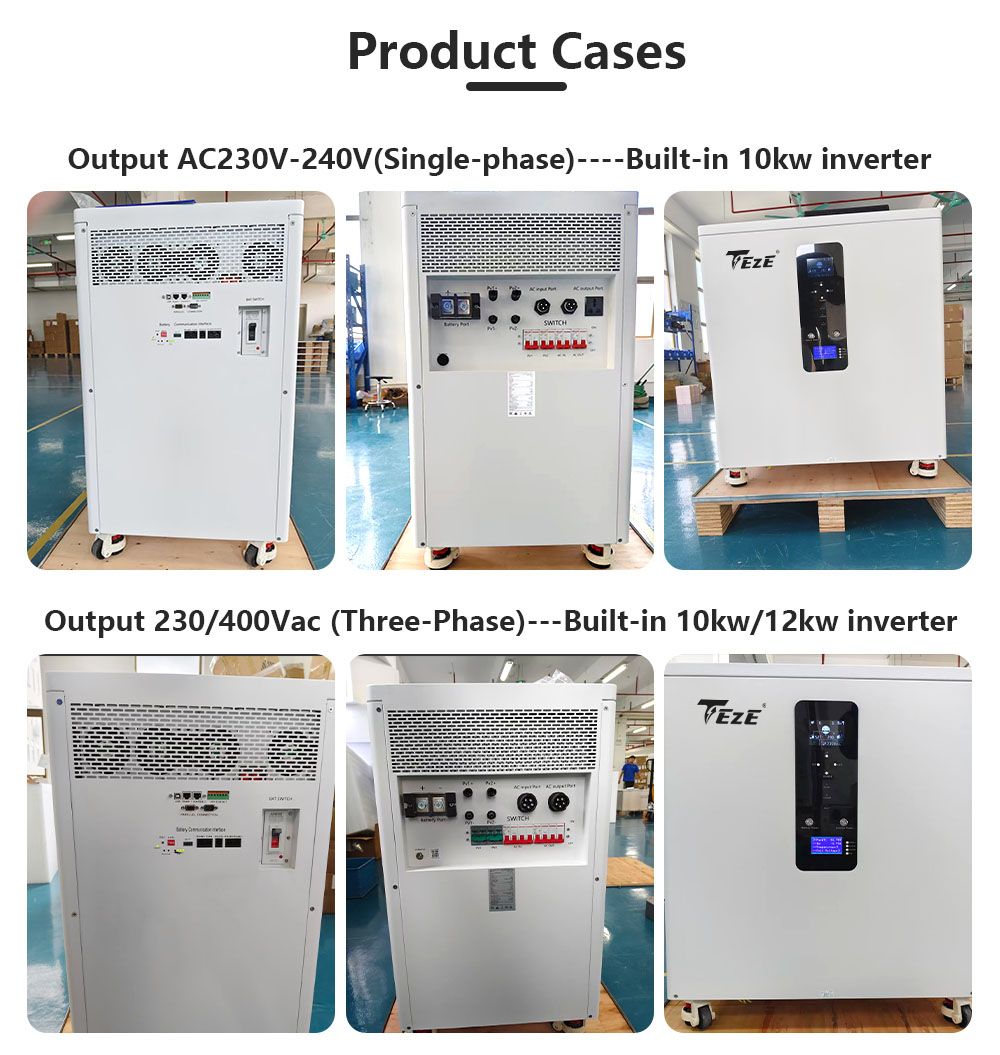 TezePower 51.2V 48V 400Ah 20kWh All-in-One ESS LiFePO4 Energy Storage System Built-in 10kW Hybrid Off-grid Inverter, BMS, MPPT, Equalization Module