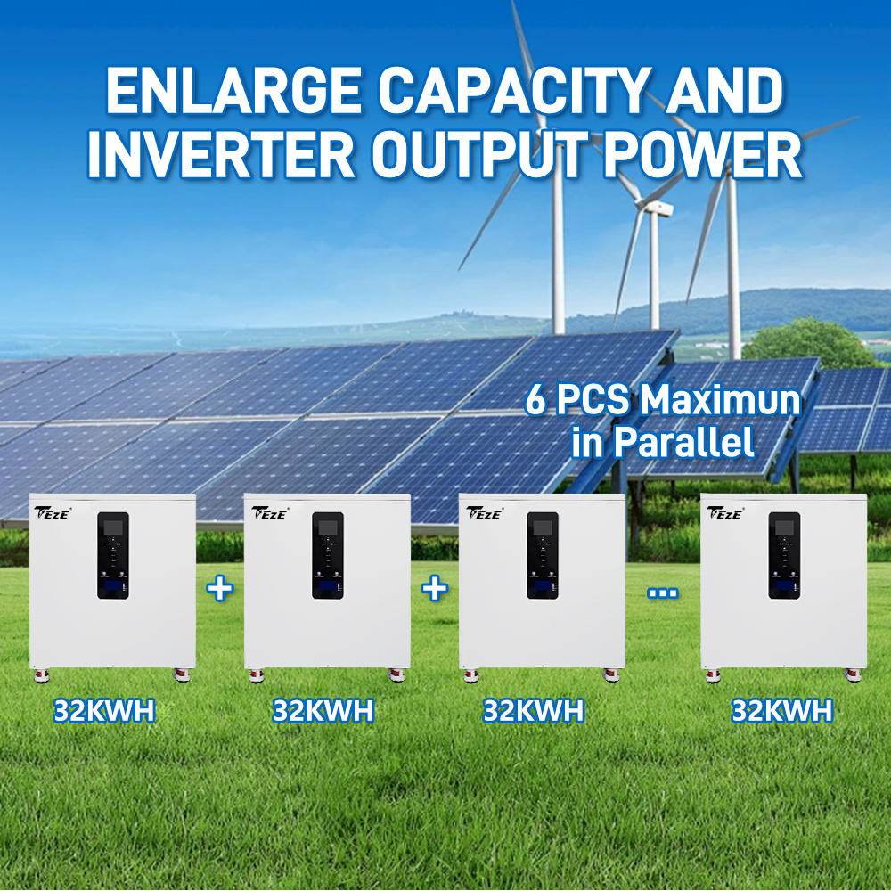 TezePower 51.2V 628Ah 32kwh 28kwh Built in 12kw Inverter Three Phase AC380V All in One Mobile ESS Battery +5A Active Balancer+WIFI MODULE +DDP