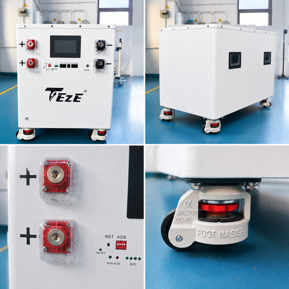 New TezePower DIY Case Kits for 51.2V 628AH MB56 32KWH LiFePO4 Battery Case Set DIY Box with Air Switch, Built in Bluetooth JK 200A BMS, 2A Auto-Balancing