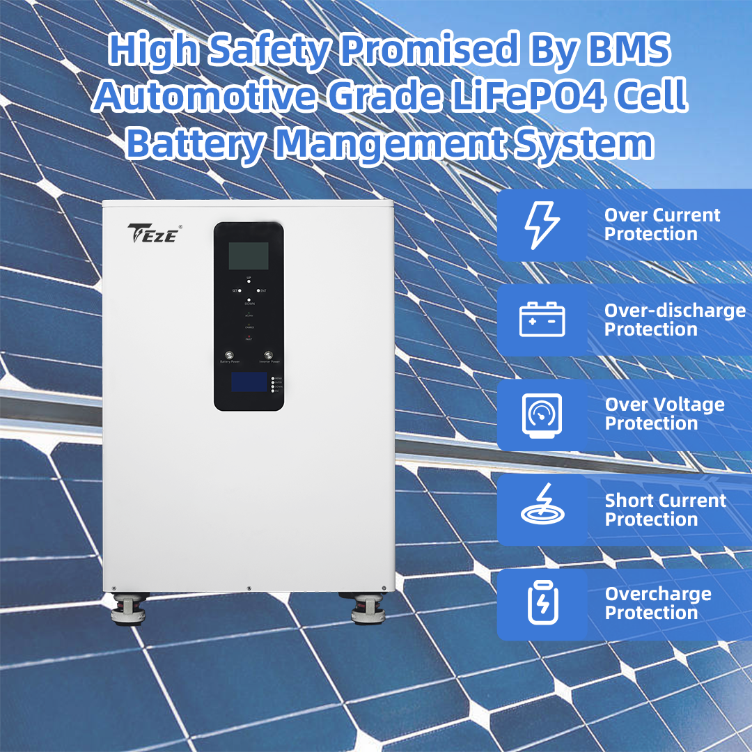 TezePower 51.2V 628Ah All in One 32kWh 30kWh LiFePO4 Battery Mobile ESS Built-in 10kW Hybrid Off-grid Single-Phase Inverter 220V/230V, BMS, MPPT, Equalization Module