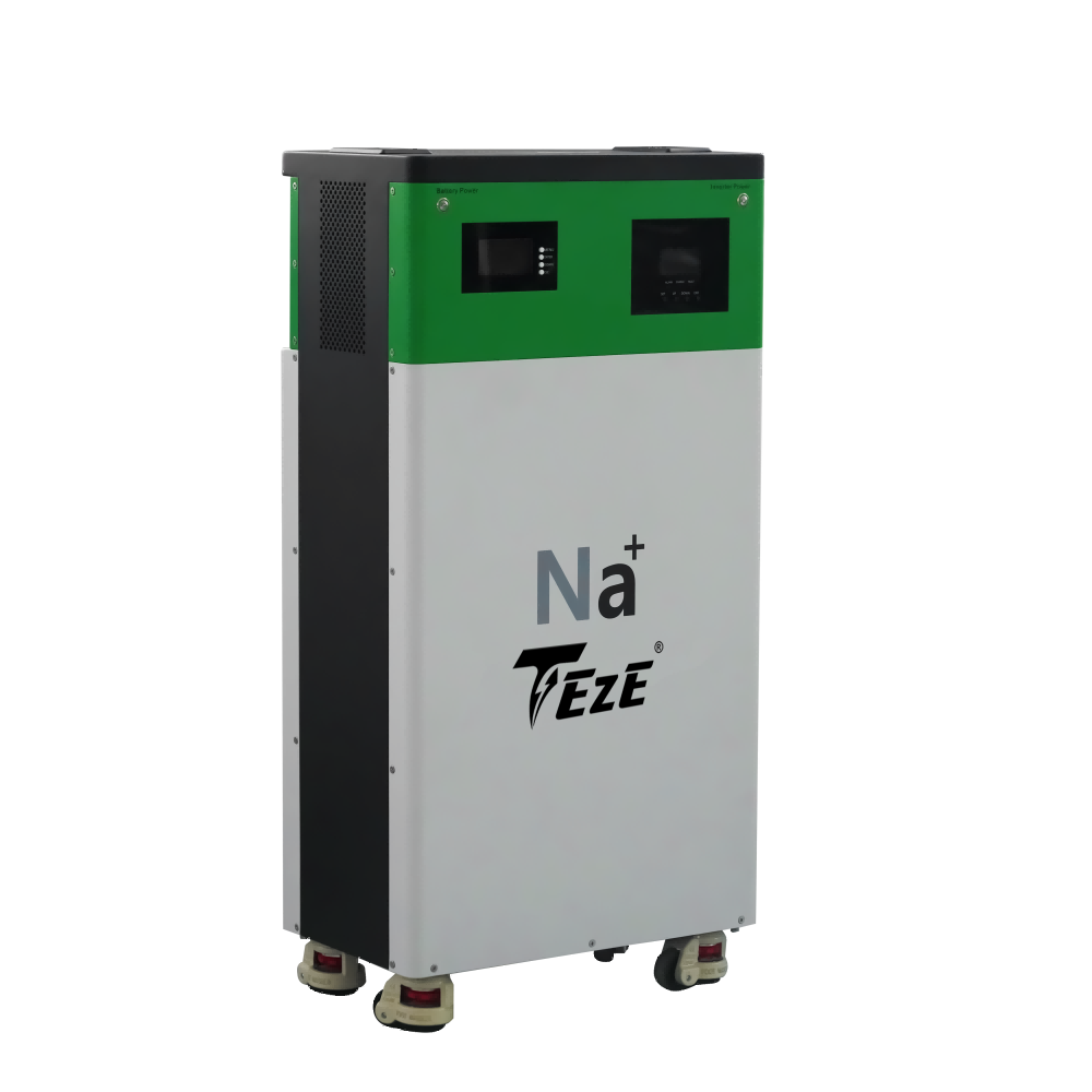 TezePower 10KWh All in one Na+ Battery 48V 200Ah Sodium Ion Mobile ESS Built-in 5KW Hybrid Off-grid Inverter, BMS