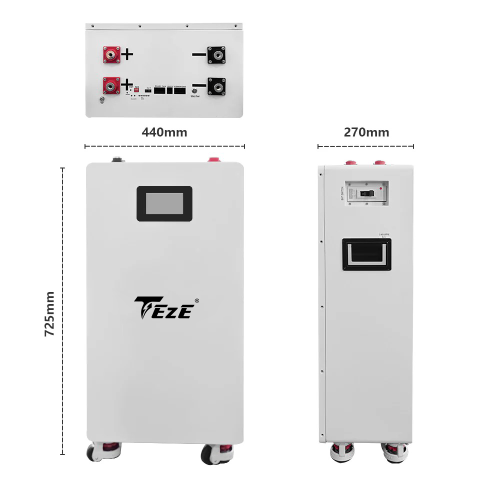 New TezePower DIY Case Kits for 51.2V 314Ah 300AH 280Ah 345AH LiFePO4 Battery Case Set Vertical DIY Box with Circuit Breaker, Built in Bluetooth JK 200A BMS, 2A Auto-Balancing