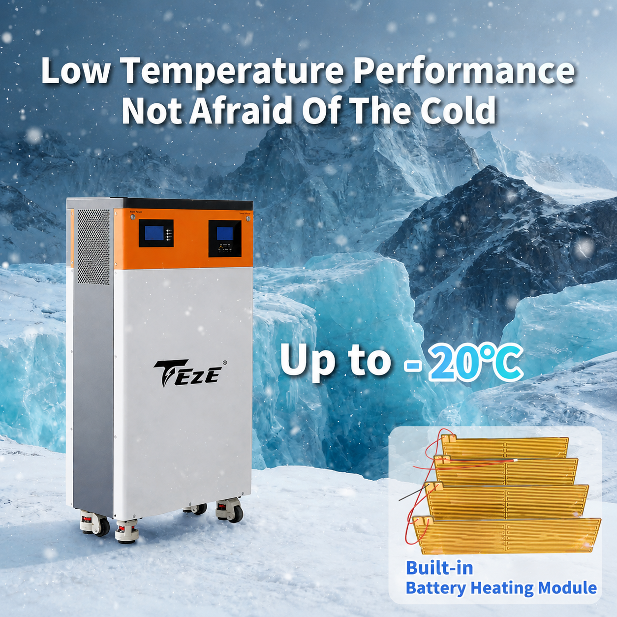 16kWh LiFePO4 Battery Built-in 6.5kW Hybrid Inverter, All-in-One Off-Grid ESS Energy Storage System with WiFi BMS, Heating & Active Balancing | TezePower