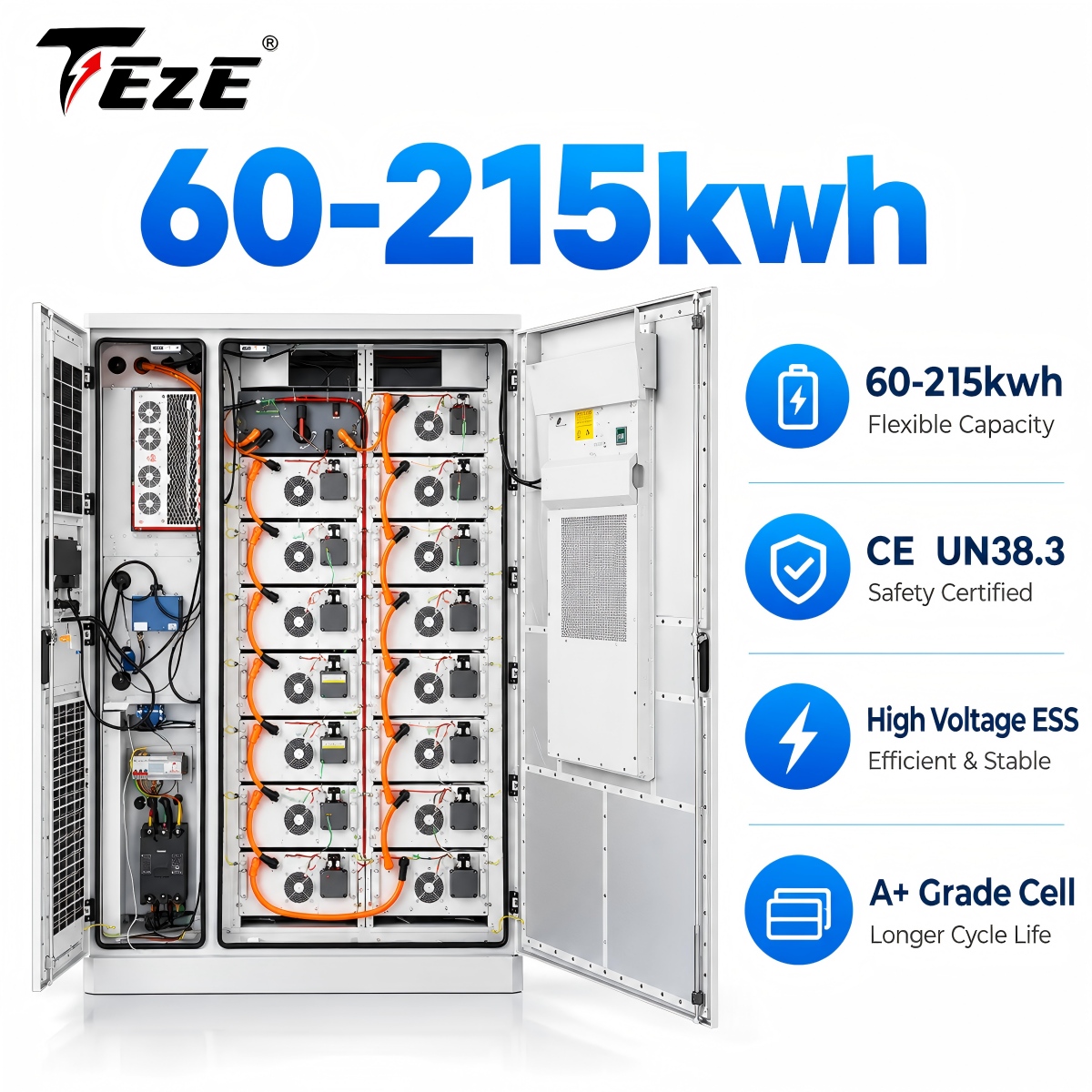 High Voltage 768V 215kWh Commercial & Industrial LiFePO4 Battery Energy Storage System DC Power Cabinet BESS