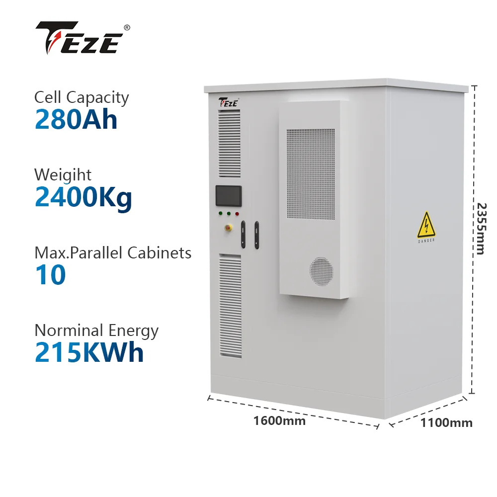 TezePower High Voltage Cabinet 100KWH 215KWH LiFePO4 Battery IP54 Protection Air Cooling Industrial & Commercial Use, Scalable DC Power Cabinet with BMS Integration