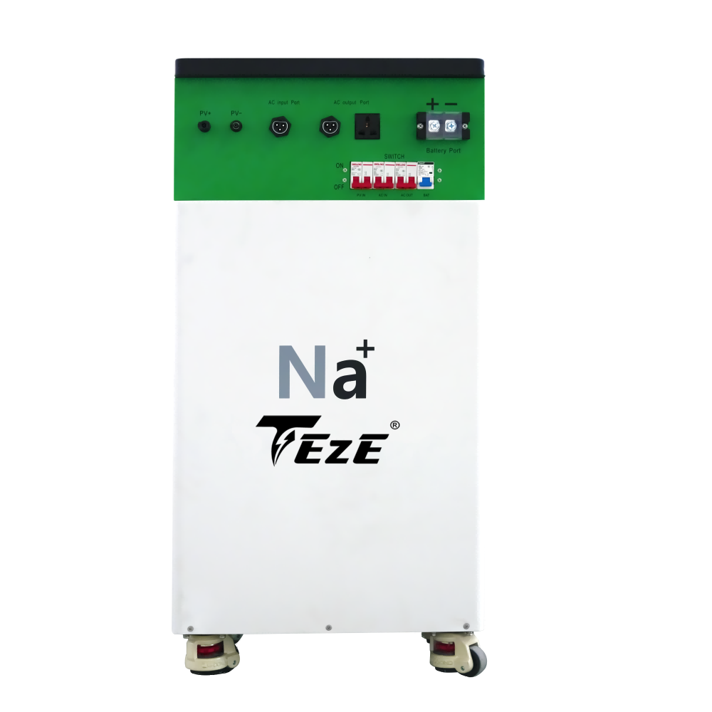 TezePower 10KWh All in one Na+ Battery 48V 200Ah Sodium Ion Mobile ESS Built-in 5KW Hybrid Off-grid Inverter, BMS