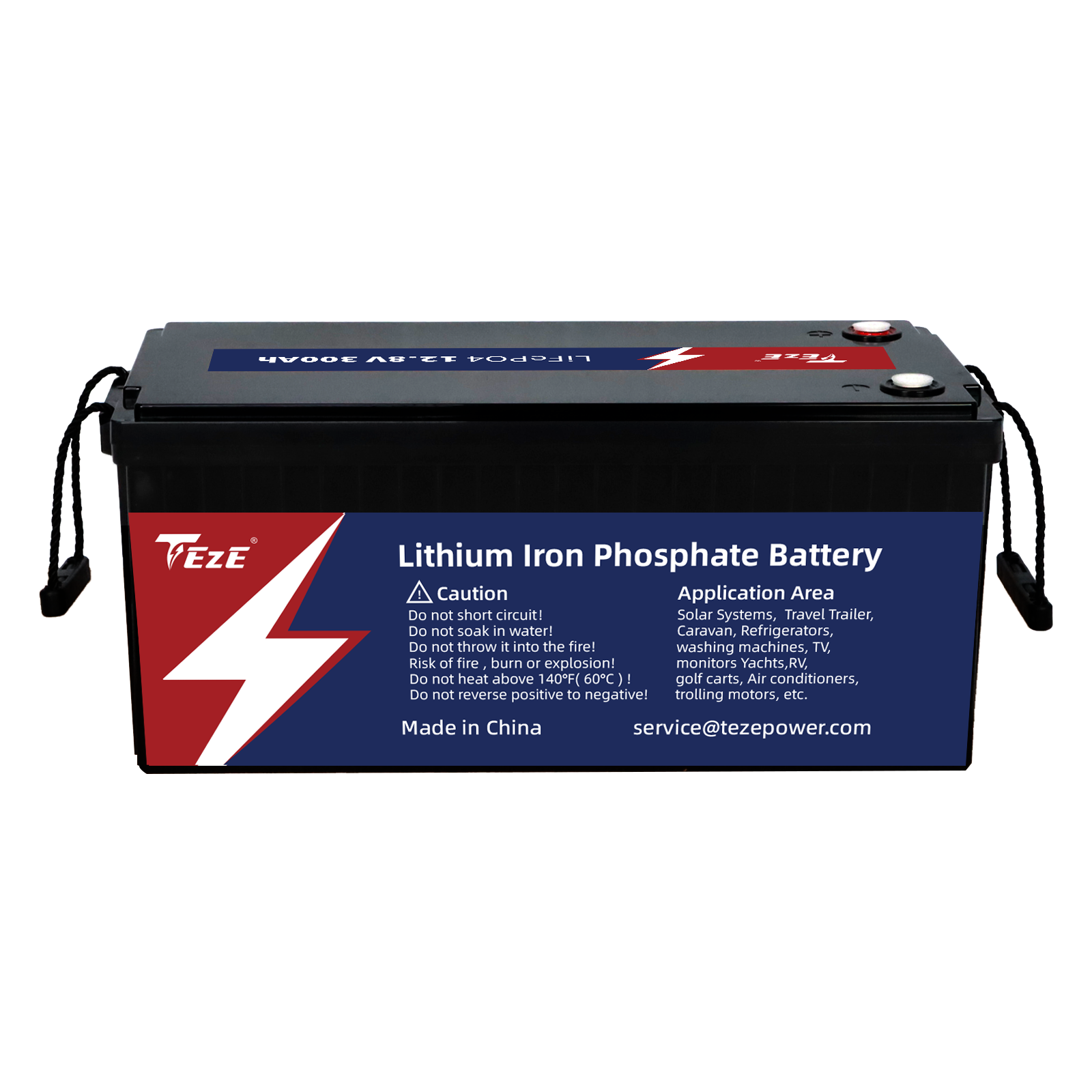 TezePower 24V 300Ah LiFePO4 Lithium iron Battery with Bluetooth Built-in Smart 200A Daly BMS, Self-heating and Active Balancer