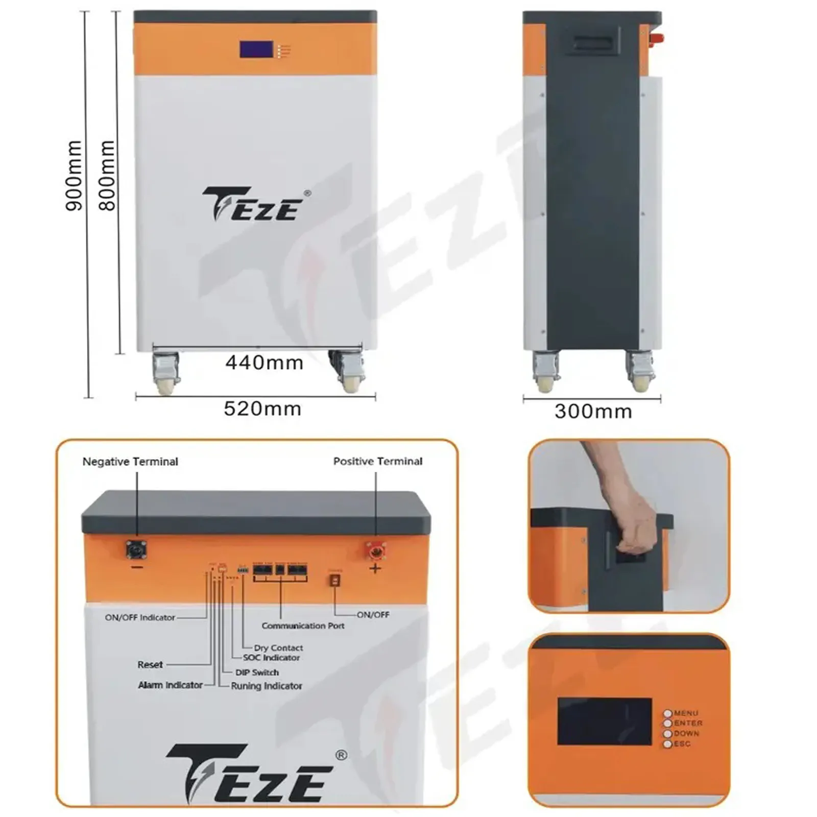 EU Stock-TezePower 51.2V 48V 280Ah LiFePO4 Battery 14kWh Solar Lithium ion Battery Mobile ESS With Active Balancer-Home Energy Storage System-Backup Power for Home