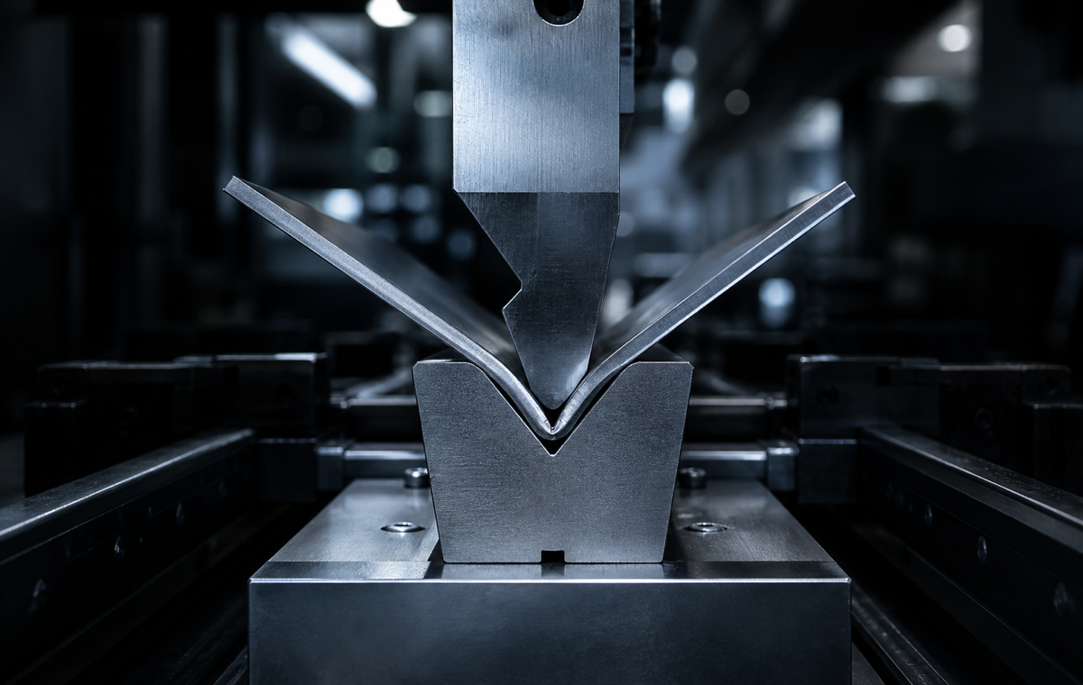 Precision press brake forming a clean bend