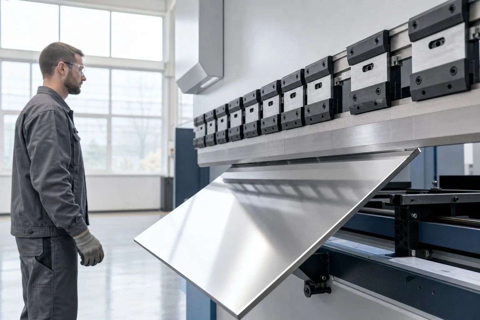 Press brake bending setup for surface-sensitive sheet metal