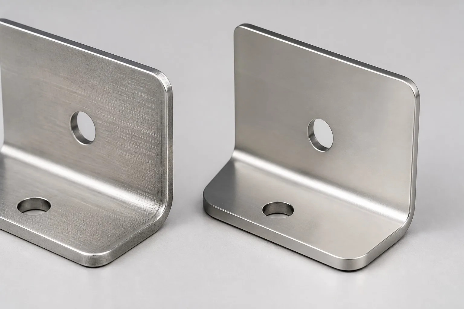 Standard V-die scratch marks versus mark-free clean bend on stainless steel