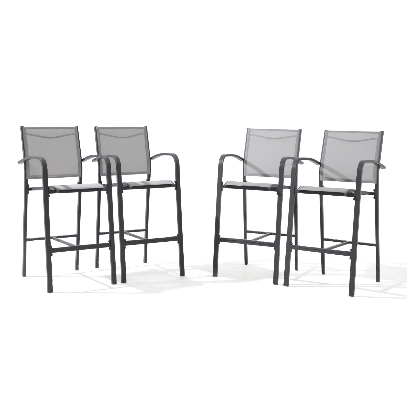 Outdoor Bar Stools Set of 2, All-Weather Aluminum Textile Fabric High Top Patio Chair