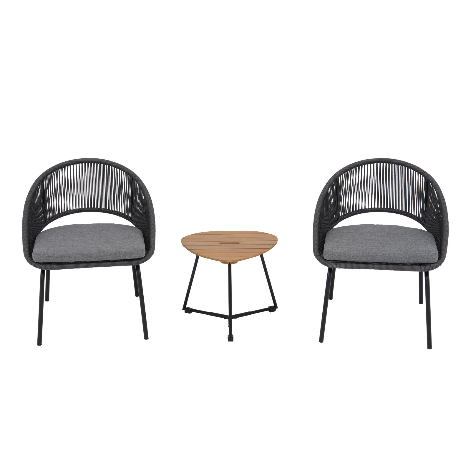  3pcs Outdoor Bistro Set,Metal Woven Rope furniture set, 3pcs patio set, With Black /Grey/Beige Cushions