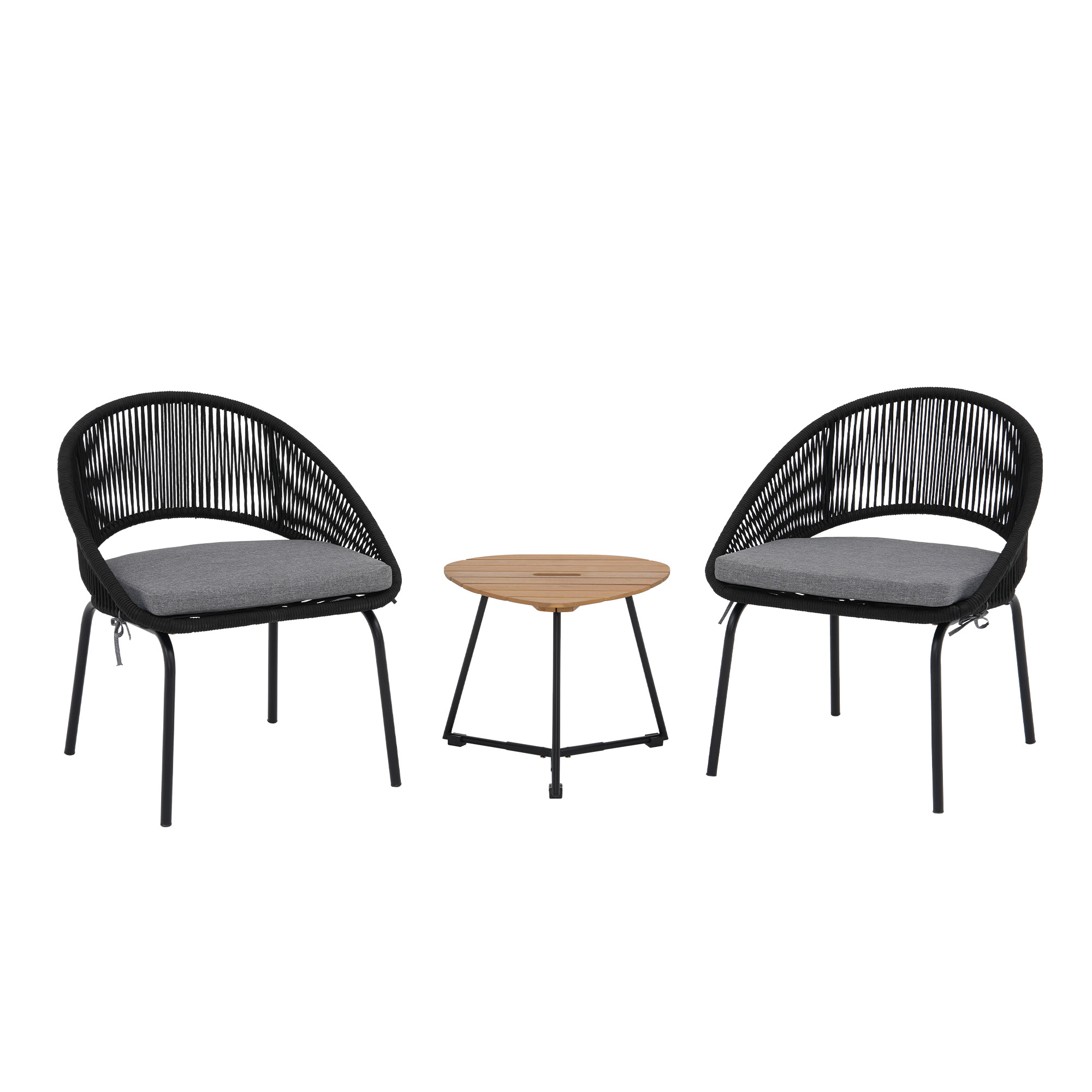  3pcs Outdoor Bistro Set,Metal Woven Rope furniture set, 3pcs patio set, With Black /Grey/Beige Cushions