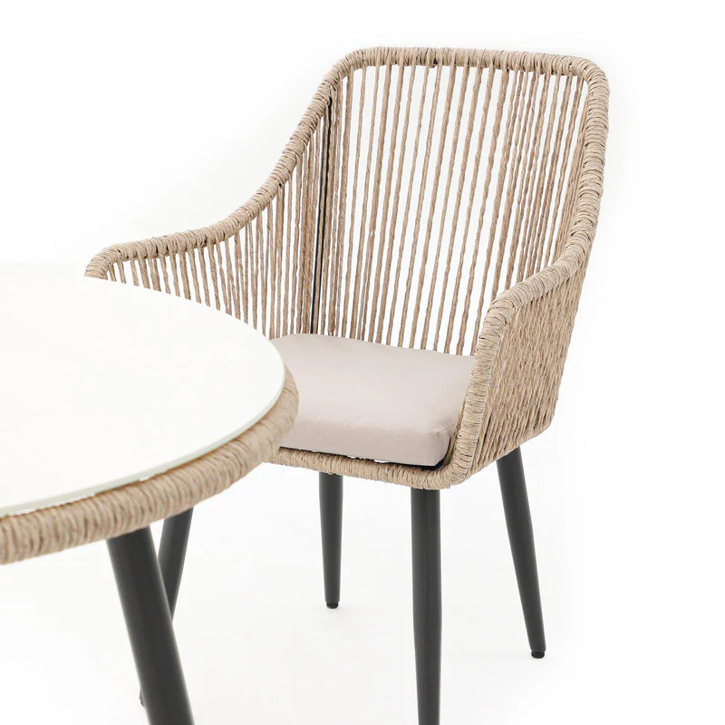 Wicker Outdoor Dining Chairs, All-Weather Woven Rope Rattan Patio Chairs