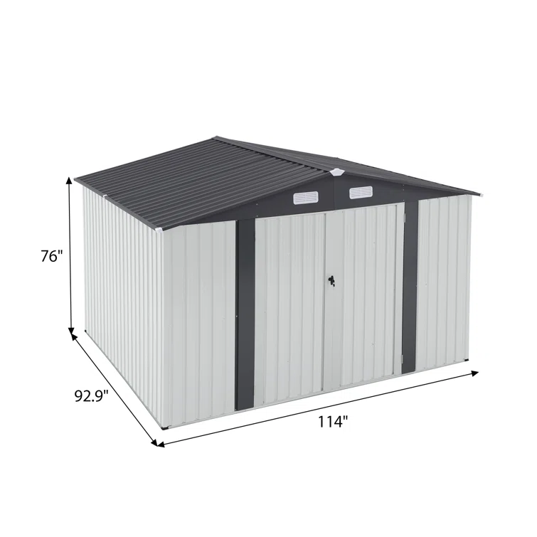 10' x 8' Outdoor Storage Shed, Metal Garden Tool Shed with Lockable Door