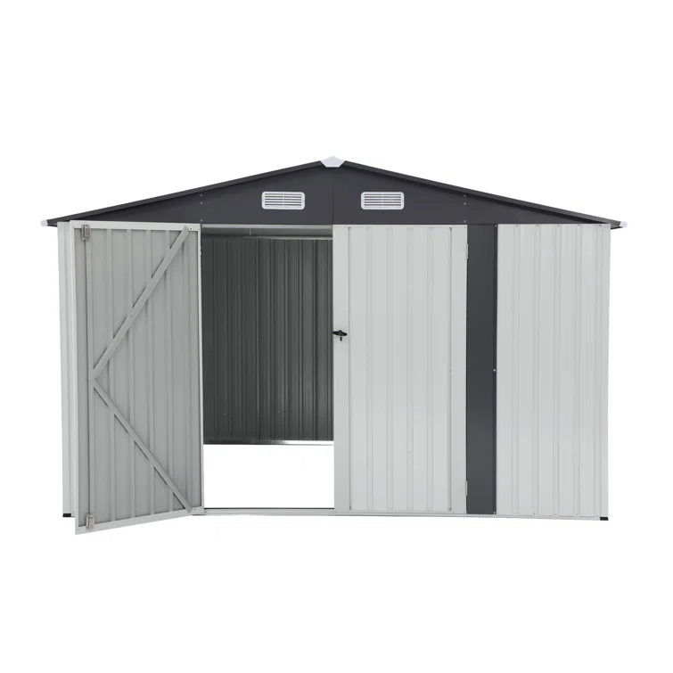 10' x 8' Outdoor Storage Shed, Metal Garden Tool Shed with Lockable Door