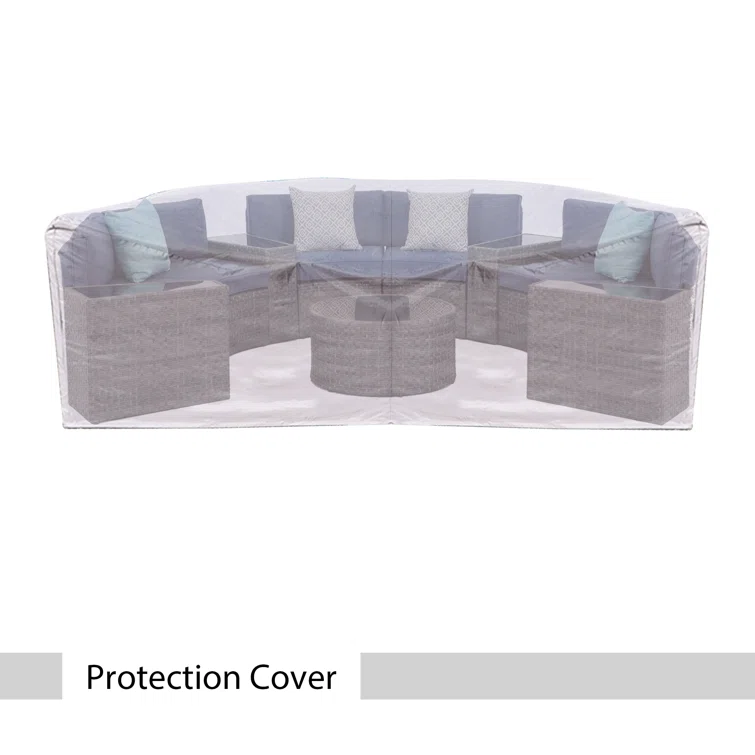11pcs Outdoor Curved Sofas Wicker Half-Moon Sectional Set, 4 Colors